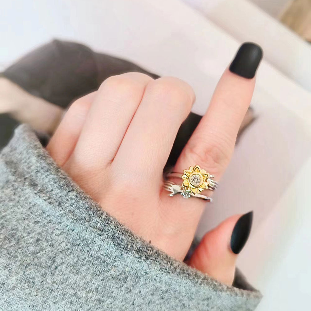 Adjustable Sunflower Rotating Fashion Ring