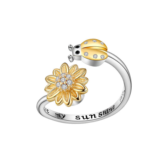 Adjustable Rotating Zircon Ring for Anxiety Relief
