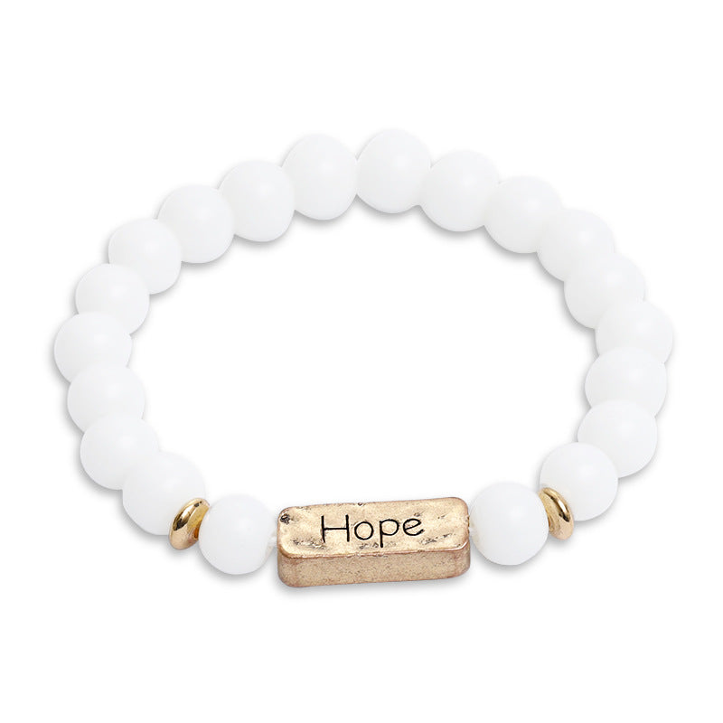 Engraved Hope Bracelet with Natural Stone