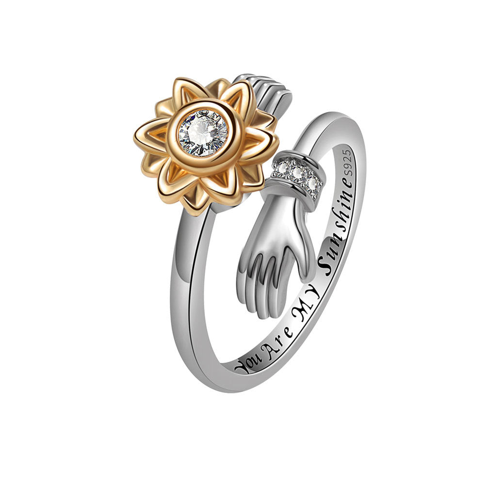 Adjustable Sunflower Rotating Fashion Ring