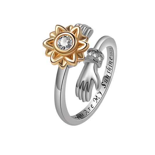 Adjustable Sunflower Rotating Fashion Ring