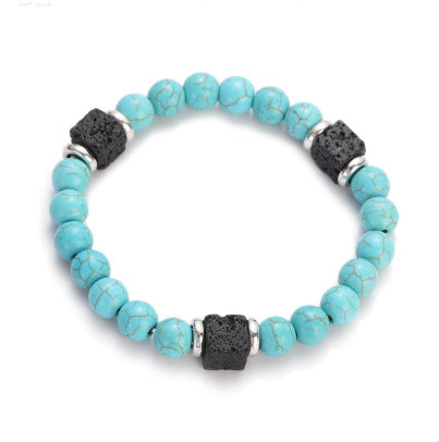 Men's Retro Lava Block Volcanic Stone Bracelet