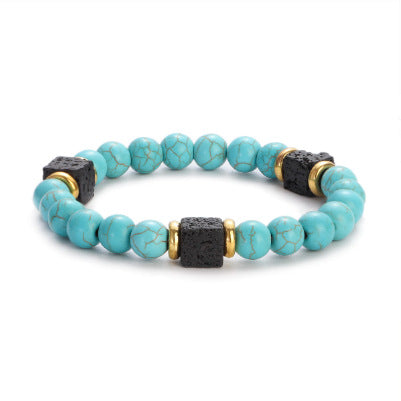 Men's Retro Lava Block Volcanic Stone Bracelet