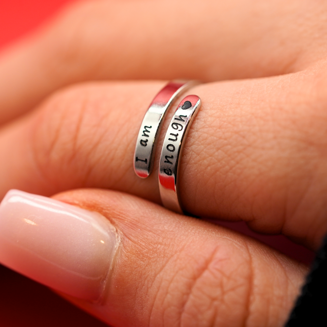 I Am Enough Ring - Inspirational Adjustable Wrap Ring