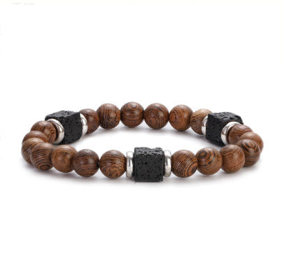 Men's Retro Lava Block Volcanic Stone Bracelet