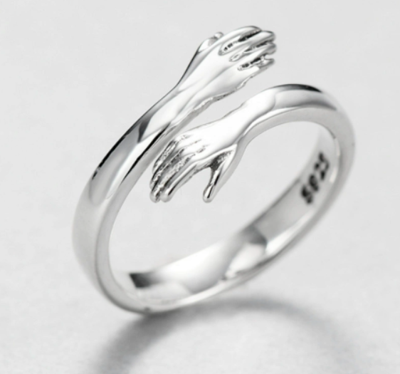 S925 Silver Couple Hug Ring