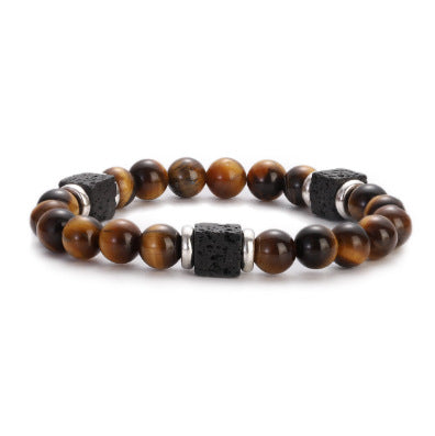 Men's Retro Lava Block Volcanic Stone Bracelet