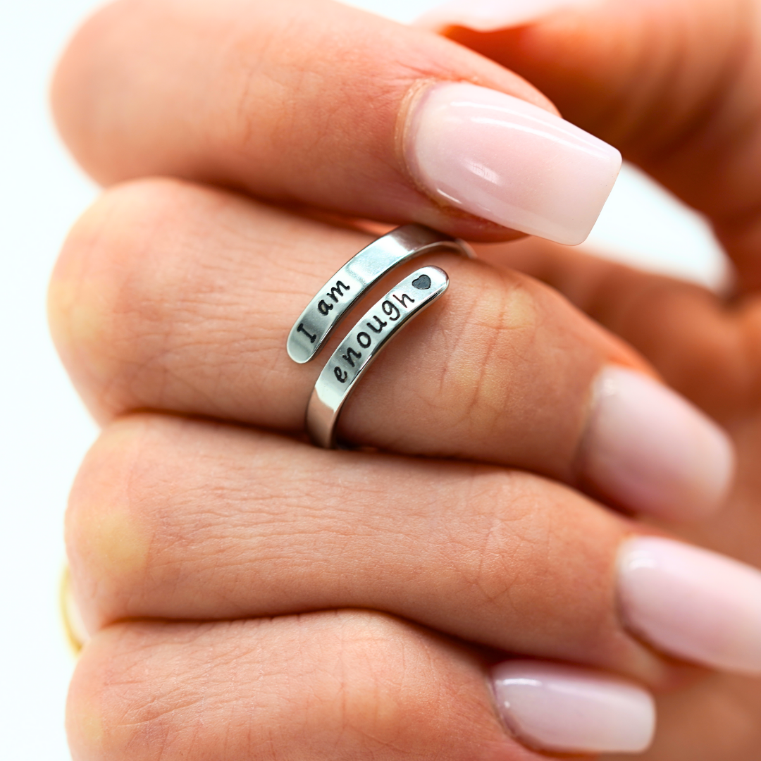 I Am Enough Ring - Inspirational Adjustable Wrap Ring