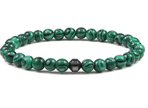 6mm Beaded Bracelet with Lava, Malachite & Agate