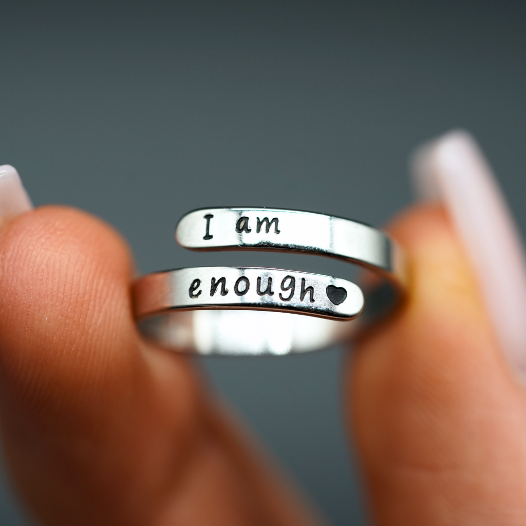 I Am Enough Ring - Inspirational Adjustable Wrap Ring