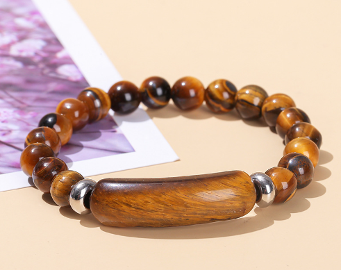 BondBracelet® Pink Quartz & Tiger Eye Stone Bracelet
