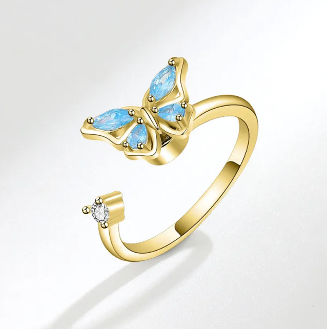 Rotating Rose Flower Opening Ring