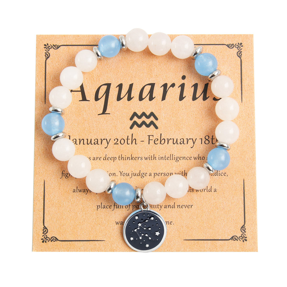 Twelve Constellation Stainless Steel Beaded Bracelet