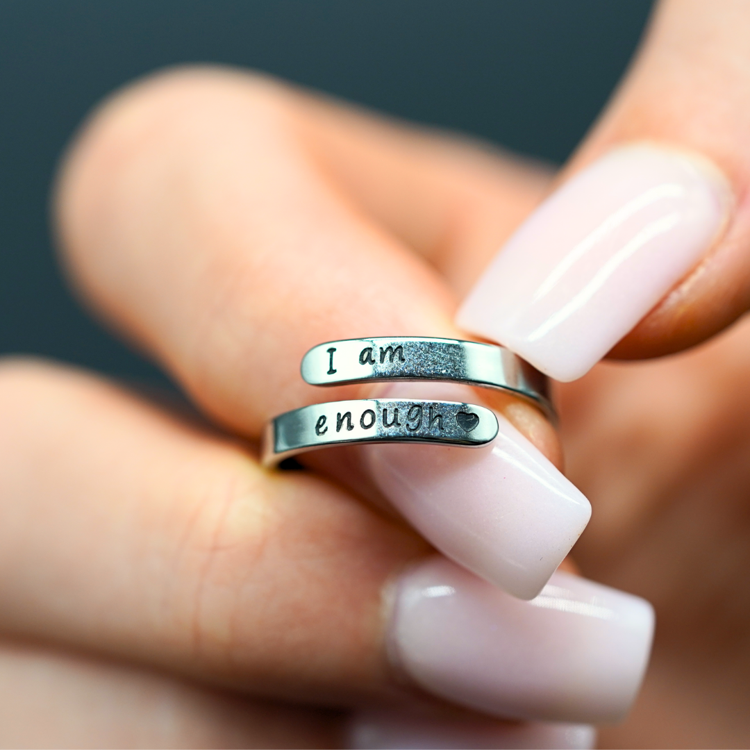 I Am Enough Ring - Inspirational Adjustable Wrap Ring