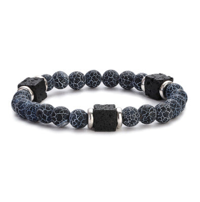 Men's Retro Lava Block Volcanic Stone Bracelet