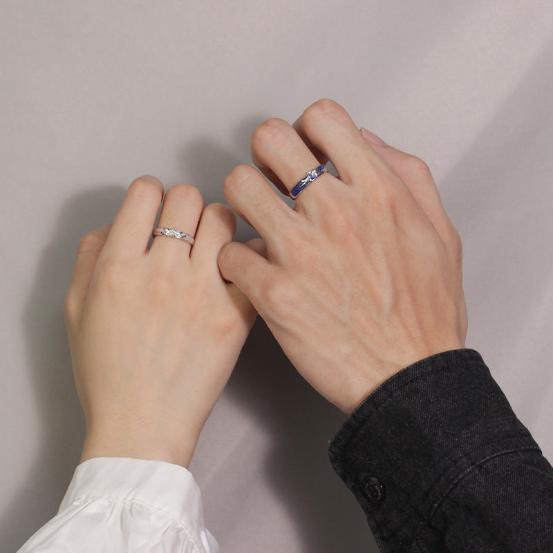 Sterling Silver Deer Couple Ring Set