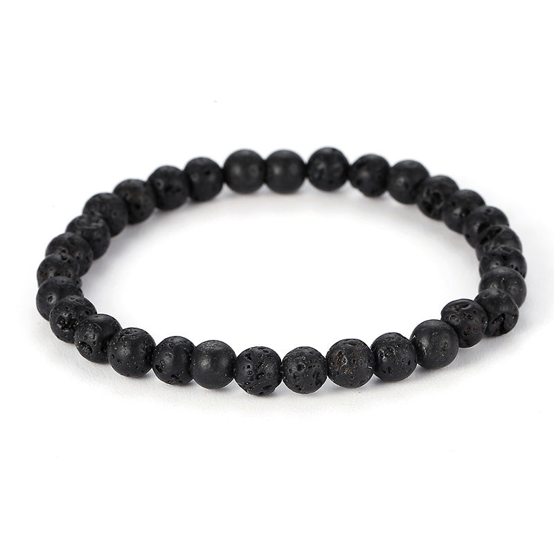 Black Lava Volcanic Rock Stretch Bracelet