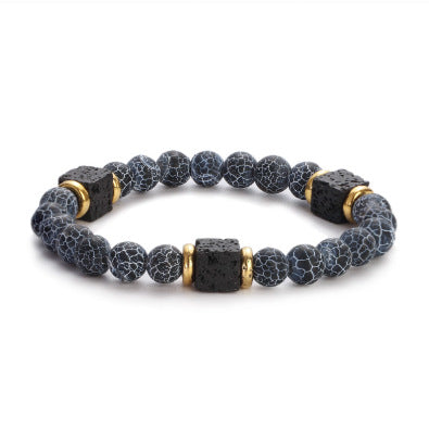 Men's Retro Lava Block Volcanic Stone Bracelet
