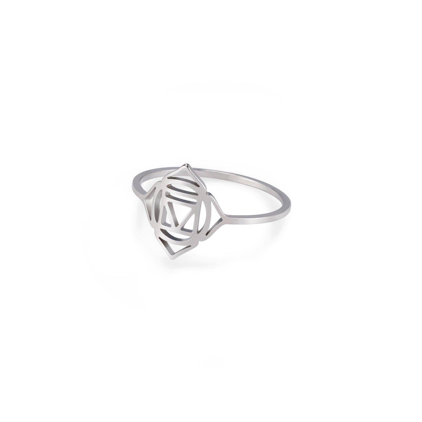 Titanium Steel Chakra Symbol Datura Flowers Ring