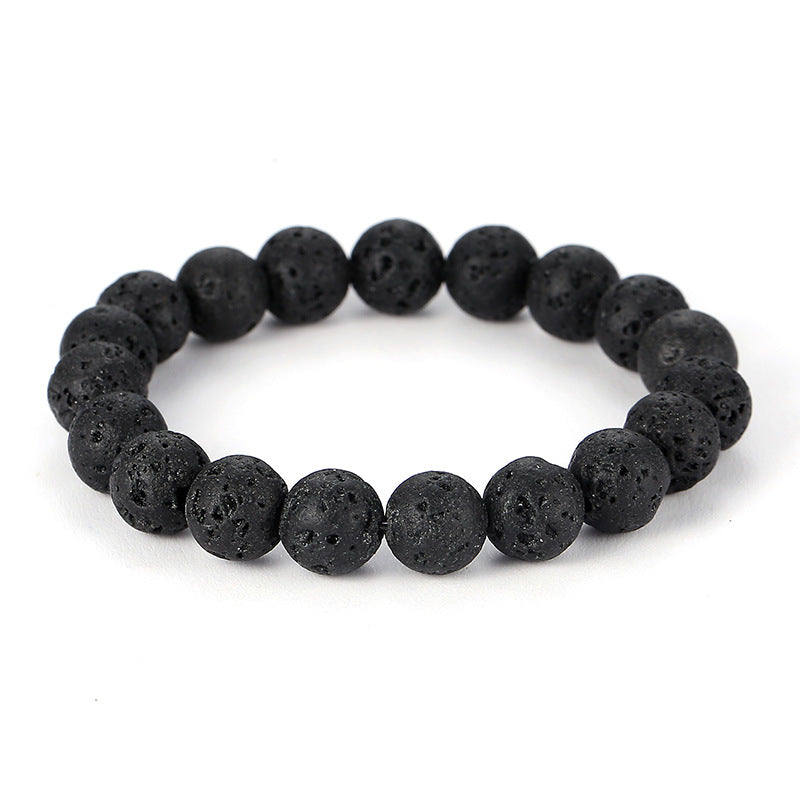 Black Lava Volcanic Rock Stretch Bracelet