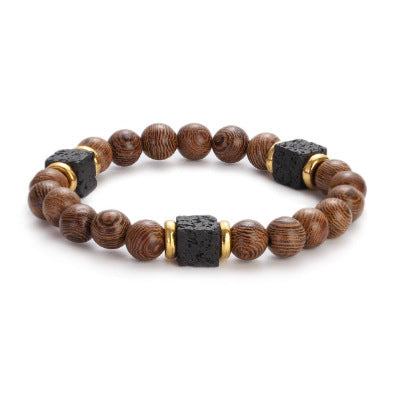 Men's Retro Lava Block Volcanic Stone Bracelet
