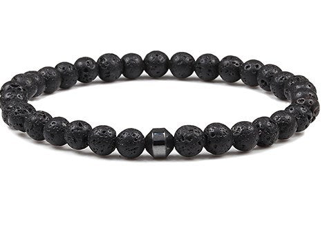 6mm Beaded Bracelet with Lava, Malachite & Agate