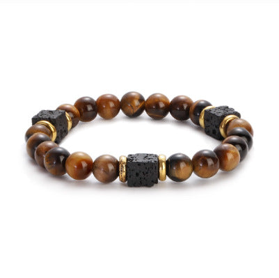 Men's Retro Lava Block Volcanic Stone Bracelet