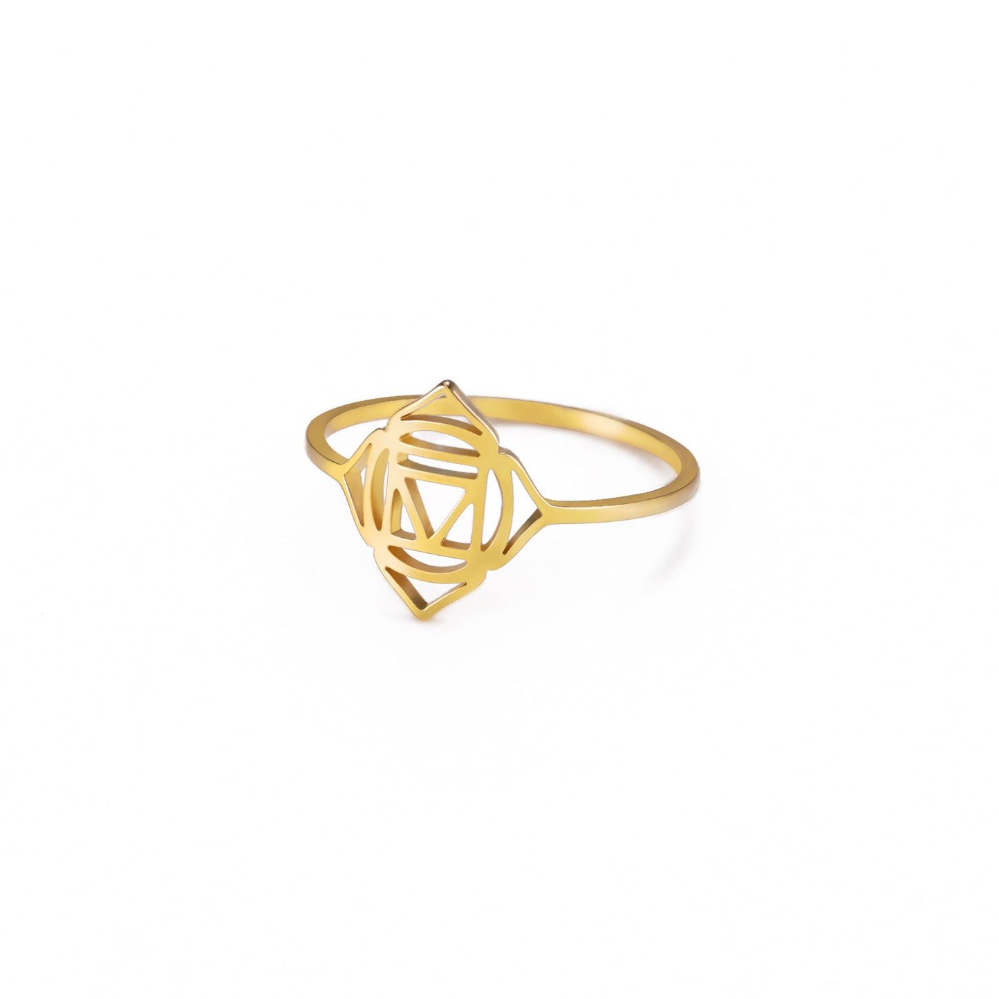 Titanium Steel Chakra Symbol Datura Flowers Ring