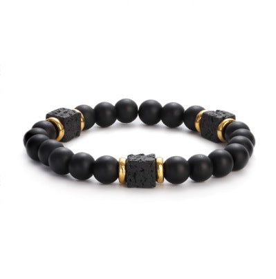Men's Retro Lava Block Volcanic Stone Bracelet