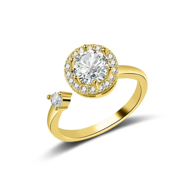 Rotating Rose Flower Opening Ring