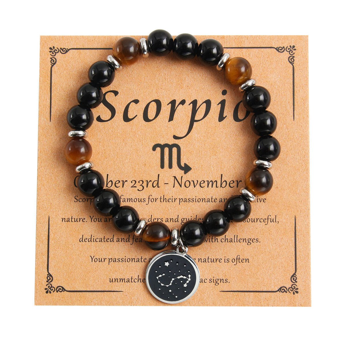 Twelve Constellation Stainless Steel Beaded Bracelet