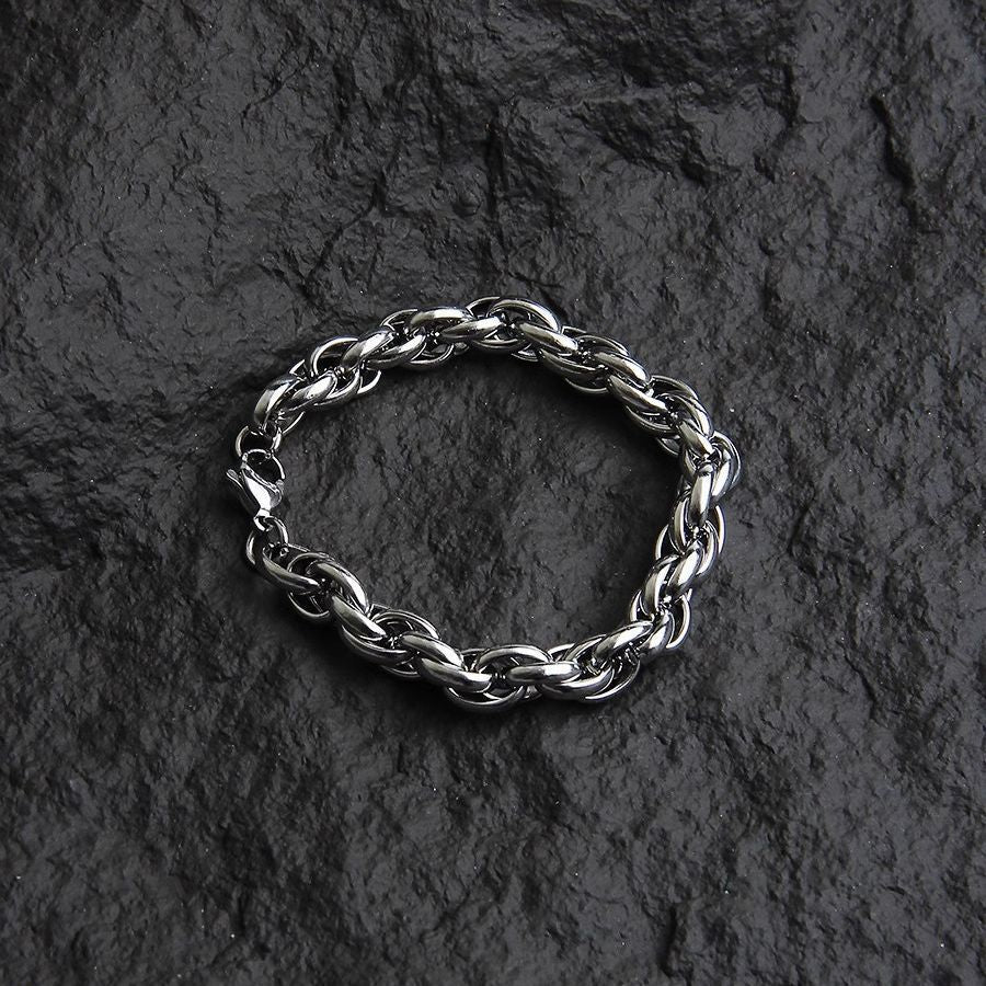 Sterling Silver Retro Distressed Mantra Bracelet