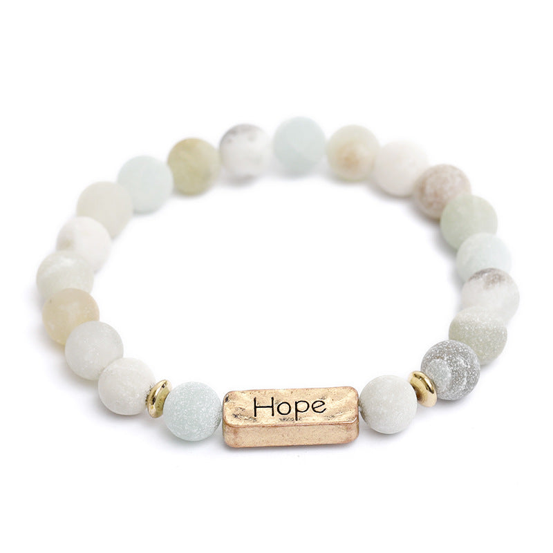 Engraved Hope Bracelet with Natural Stone