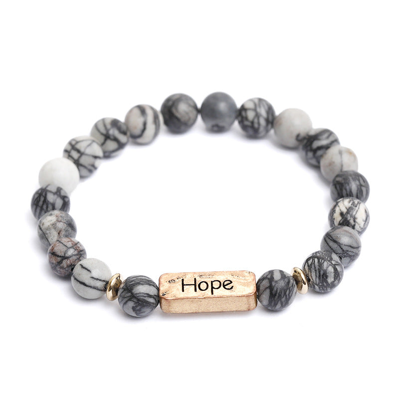 Engraved Hope Bracelet with Natural Stone
