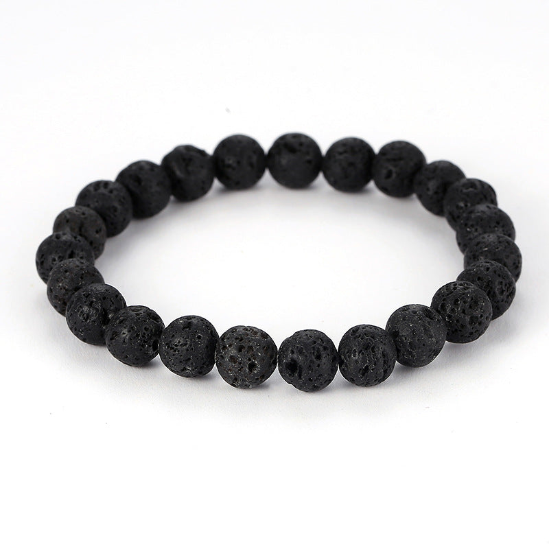 Black Lava Volcanic Rock Stretch Bracelet